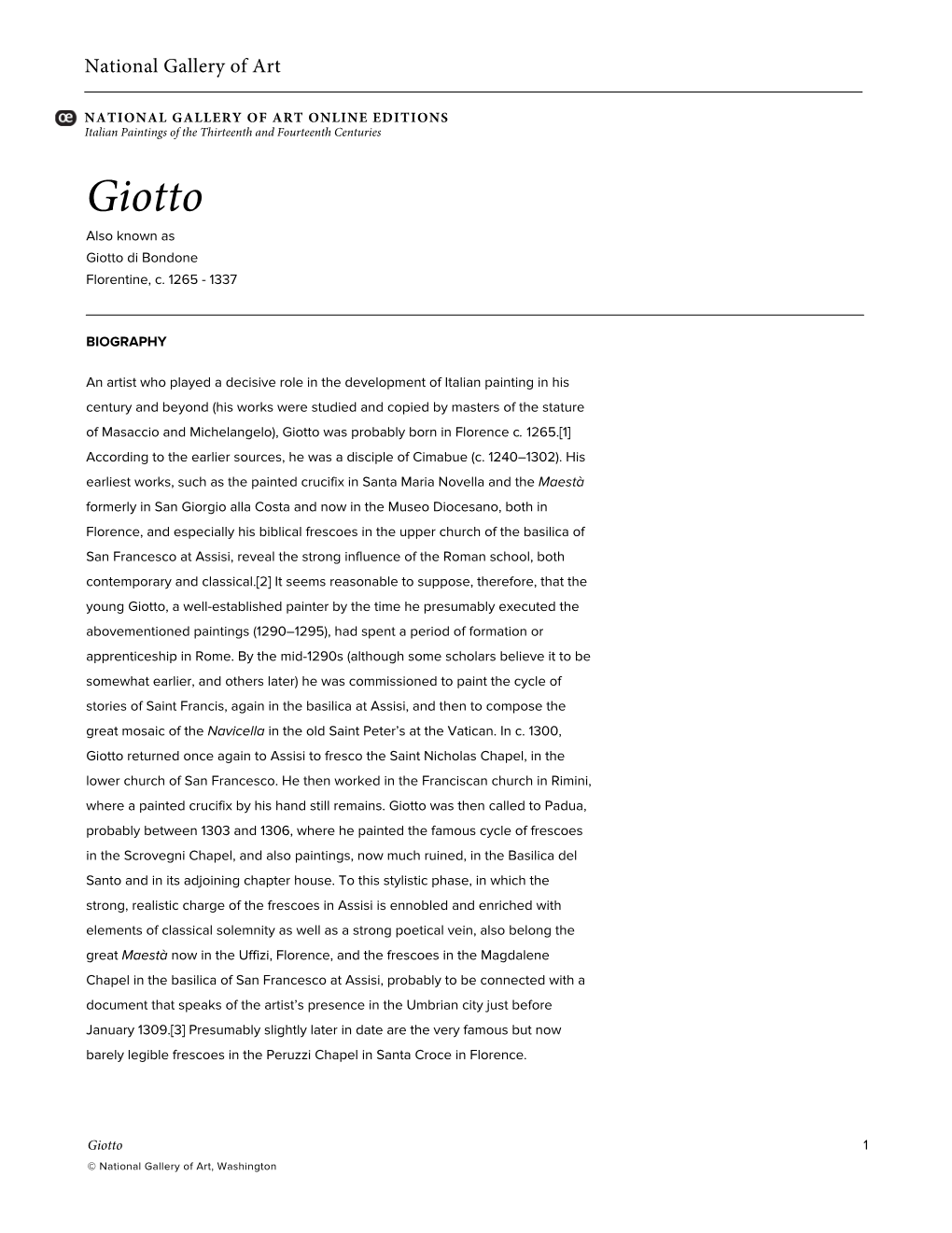 Giotto Also Known As Giotto Di Bondone Florentine, C