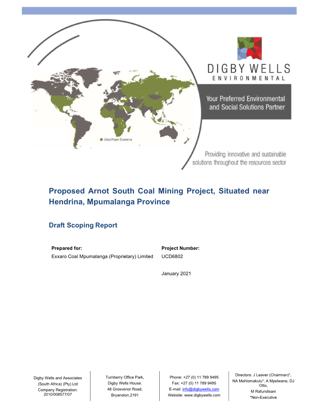 Proposed Arnot South Coal Mining Project, Situated Near Hendrina, Mpumalanga Province