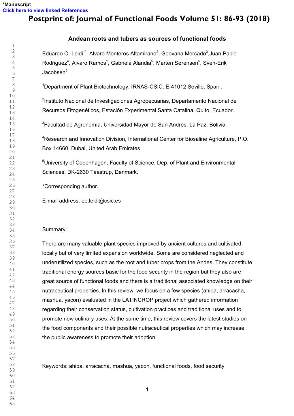 Postprint Of: Journal of Functional Foods Volume 51: 86-93 (2018)