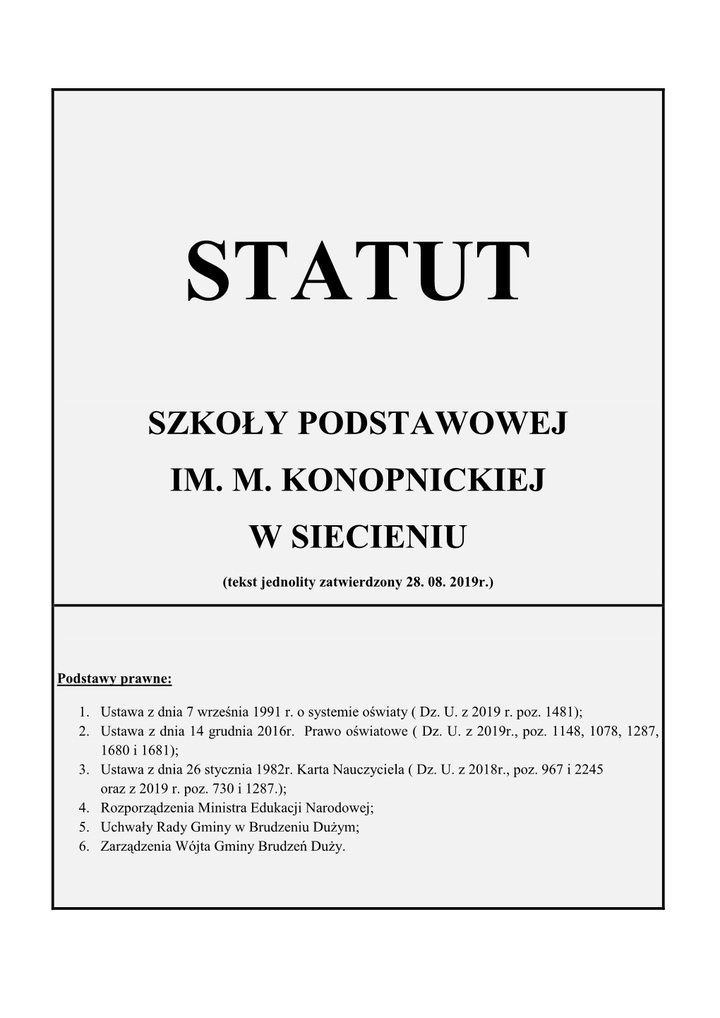 Szkoły Podstawowej Im. M. Konopnickiej W Siecieniu