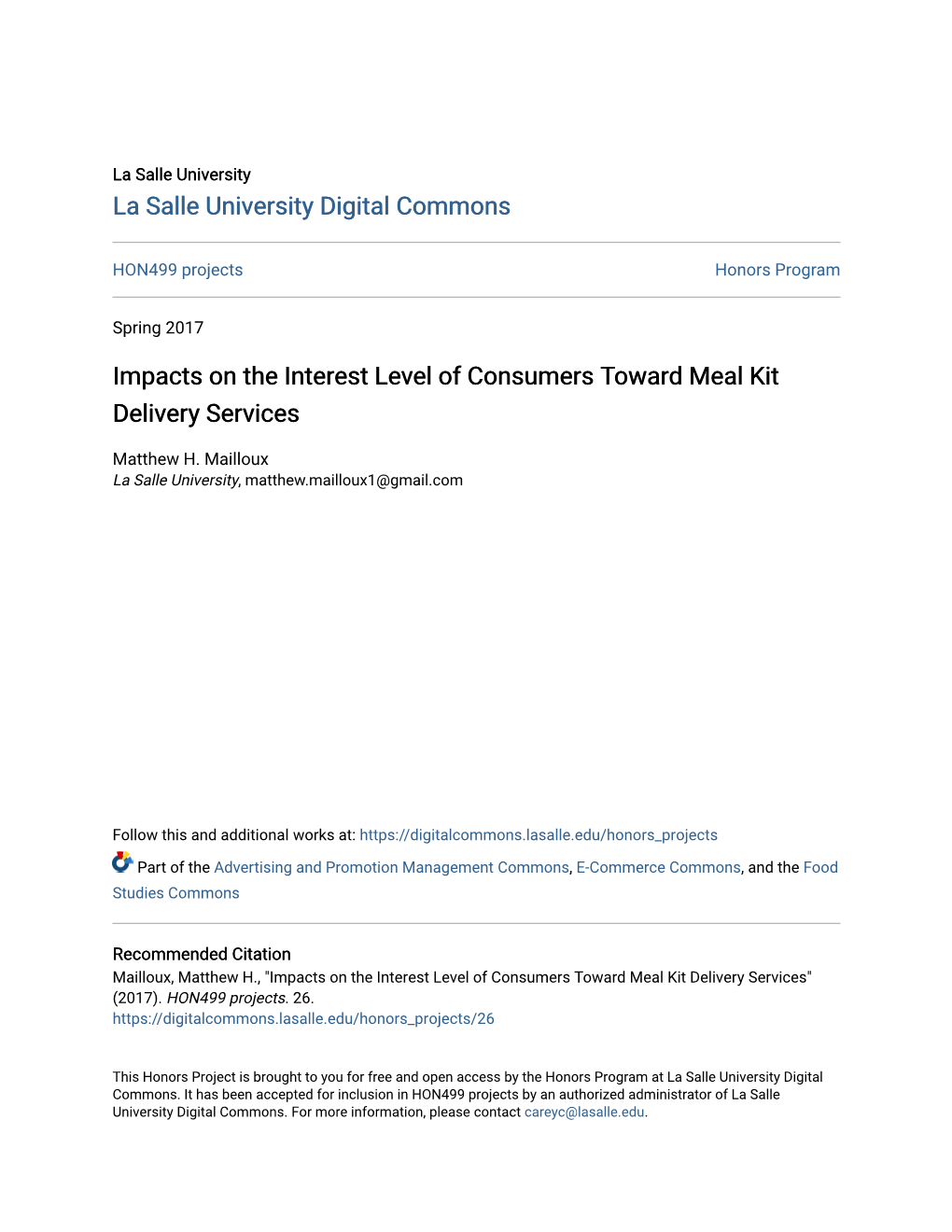 Impacts on the Interest Level of Consumers Toward Meal Kit Delivery Services