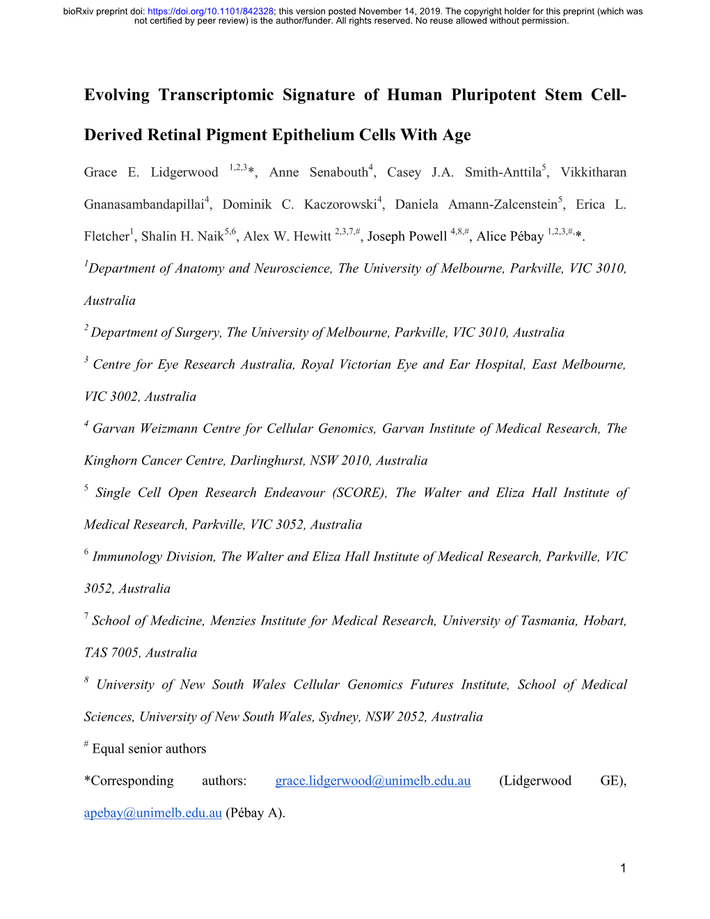 Derived Retinal Pigment Epithelium Cells with Age