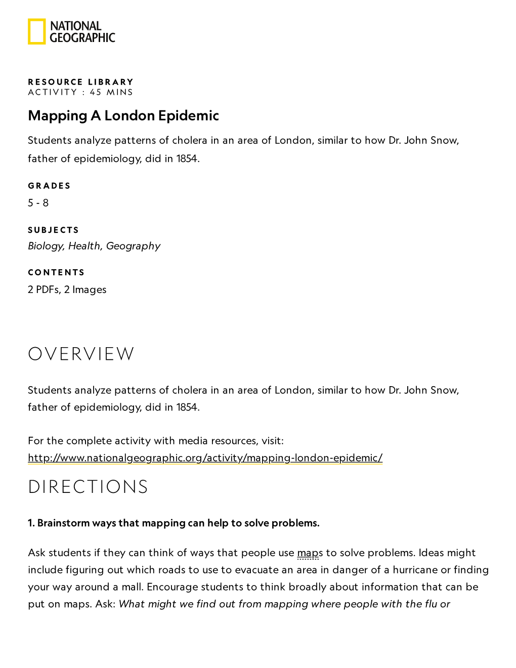 Mapping a London Epidemic