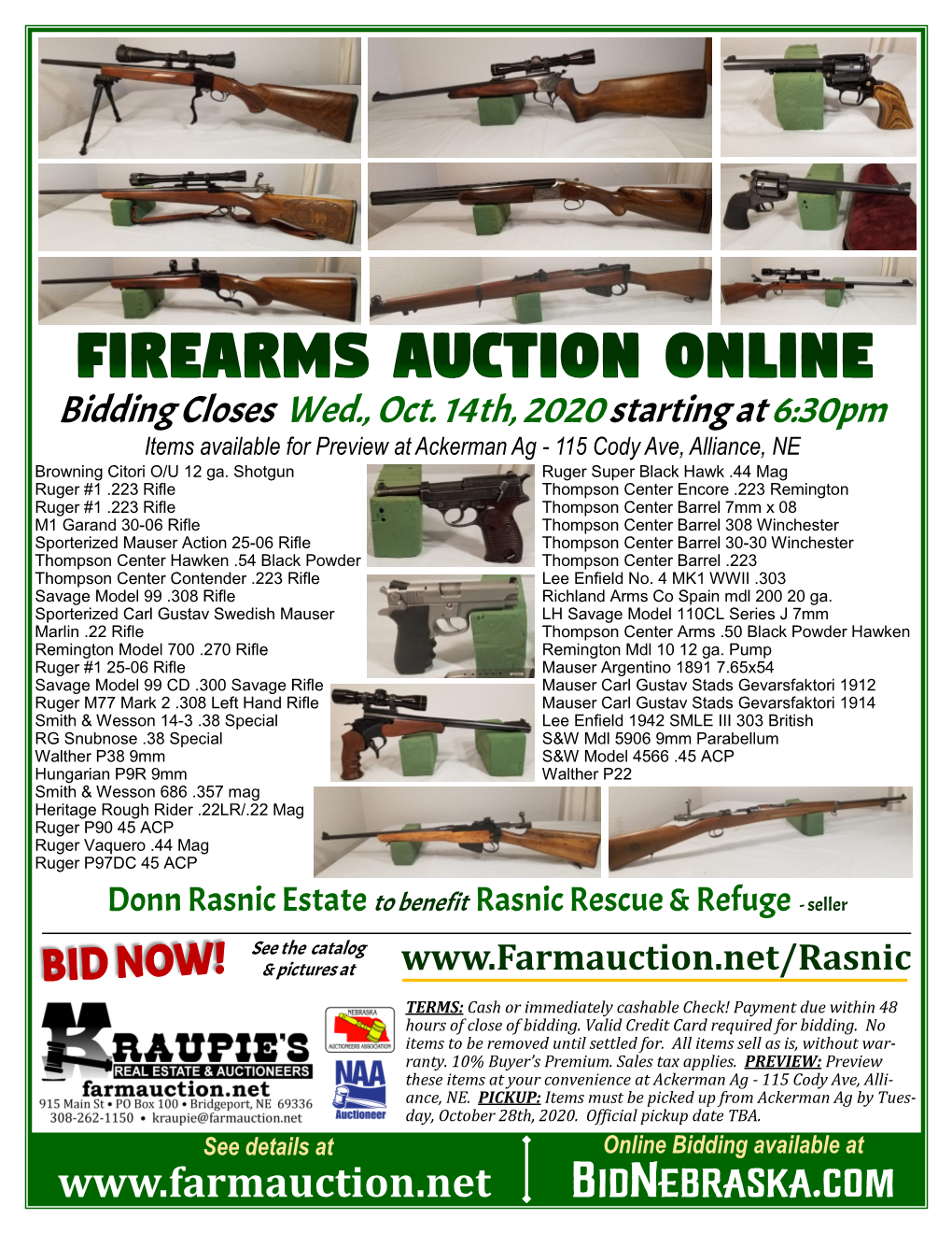 Bidding Closes Wed., Oct. 14Th, 2020 Starting at 6:30Pm Items Available for Preview at Ackerman Ag - 115 Cody Ave, Alliance, NE Browning Citori O/U 12 Ga