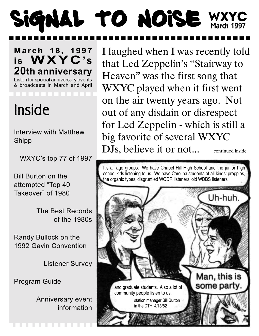 WXYC Spring 1997 Newsletter