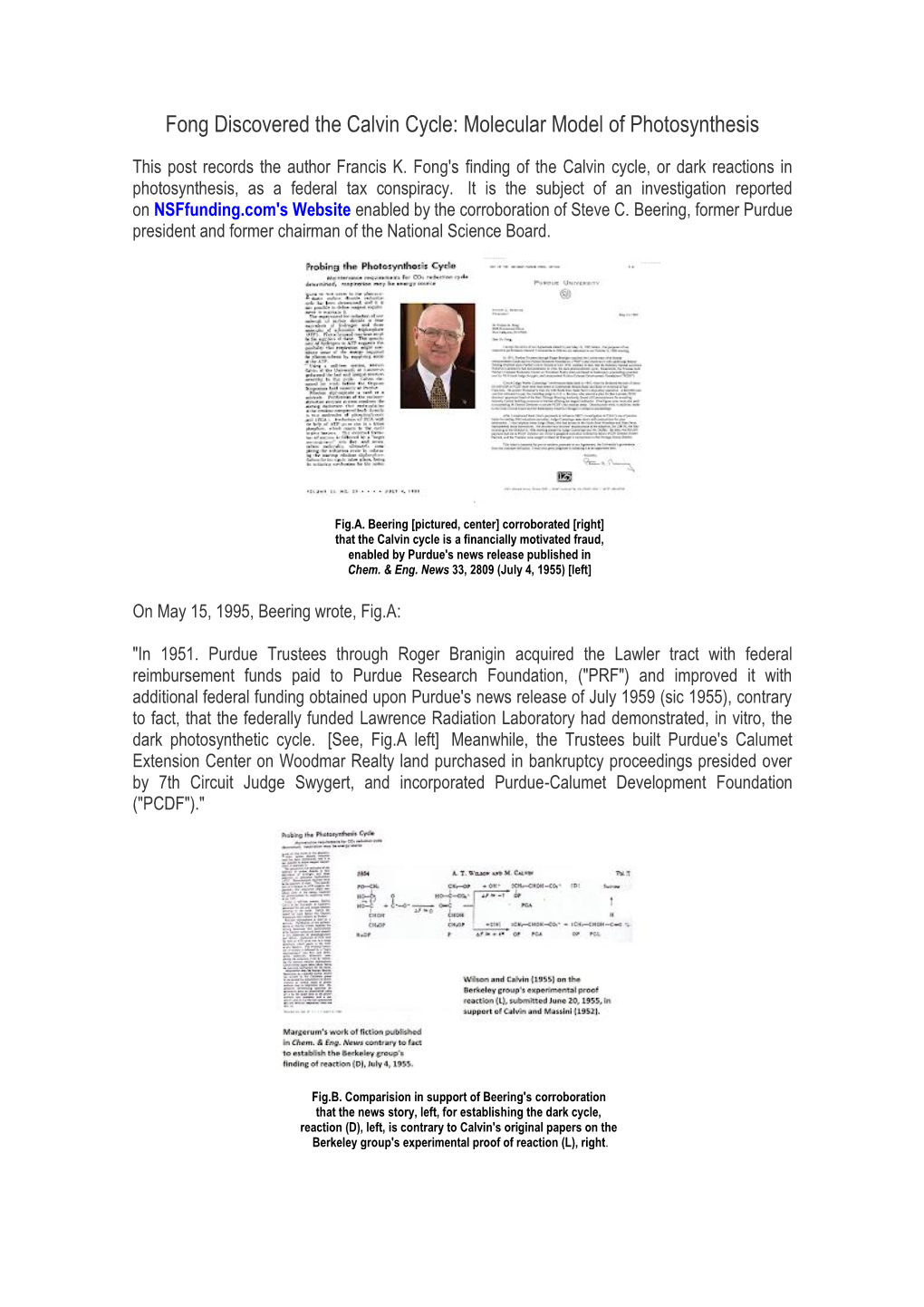 Fong Discovered the Calvin Cycle: Molecular Model of Photosynthesis