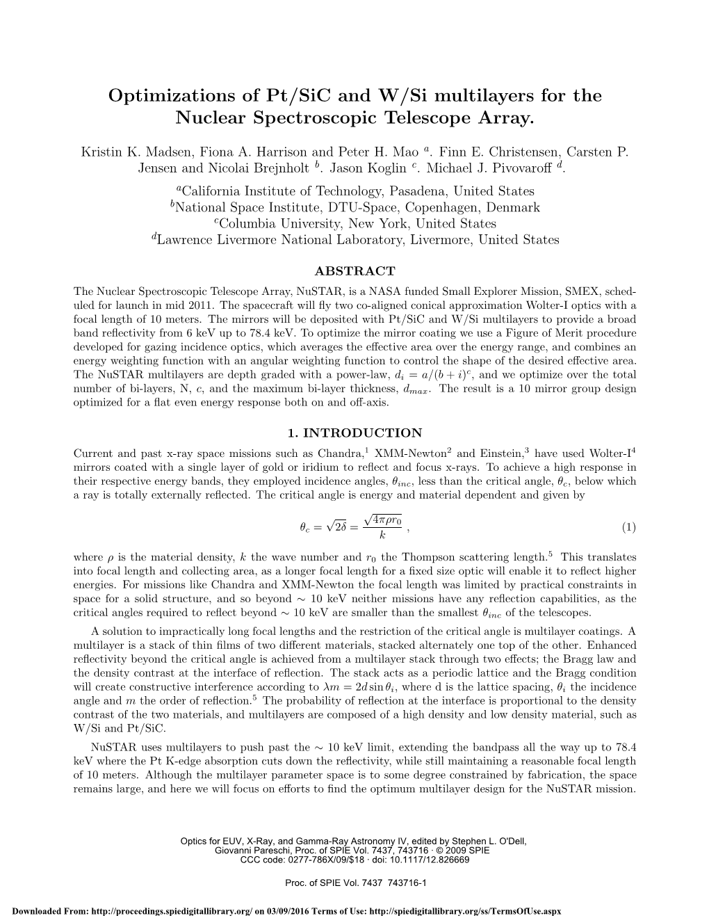 Optimizations of Pt/Sic and W/Si Multilayers for the Nuclear Spectroscopic Telescope Array