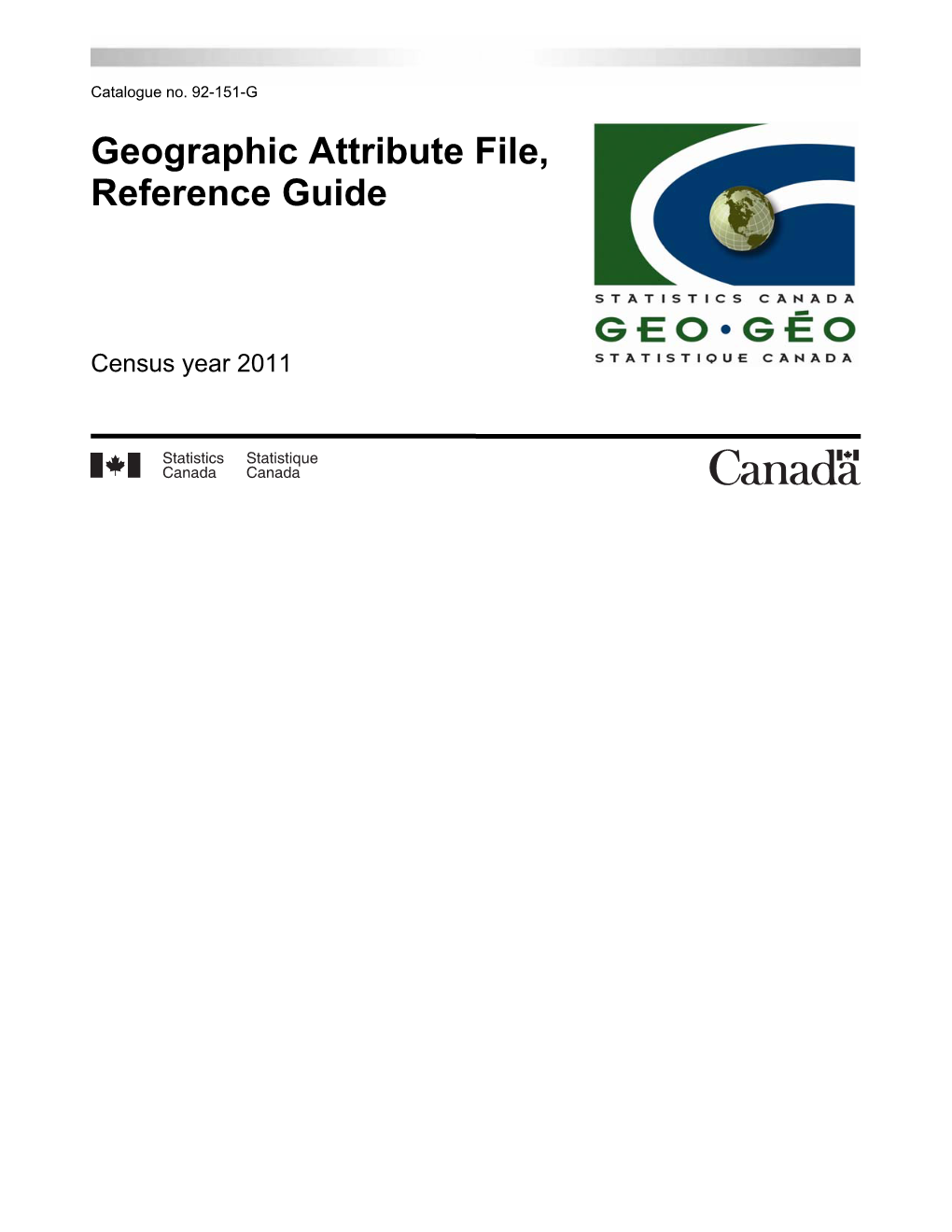 Geographic Attribute File, Reference Guide Census Year 2011