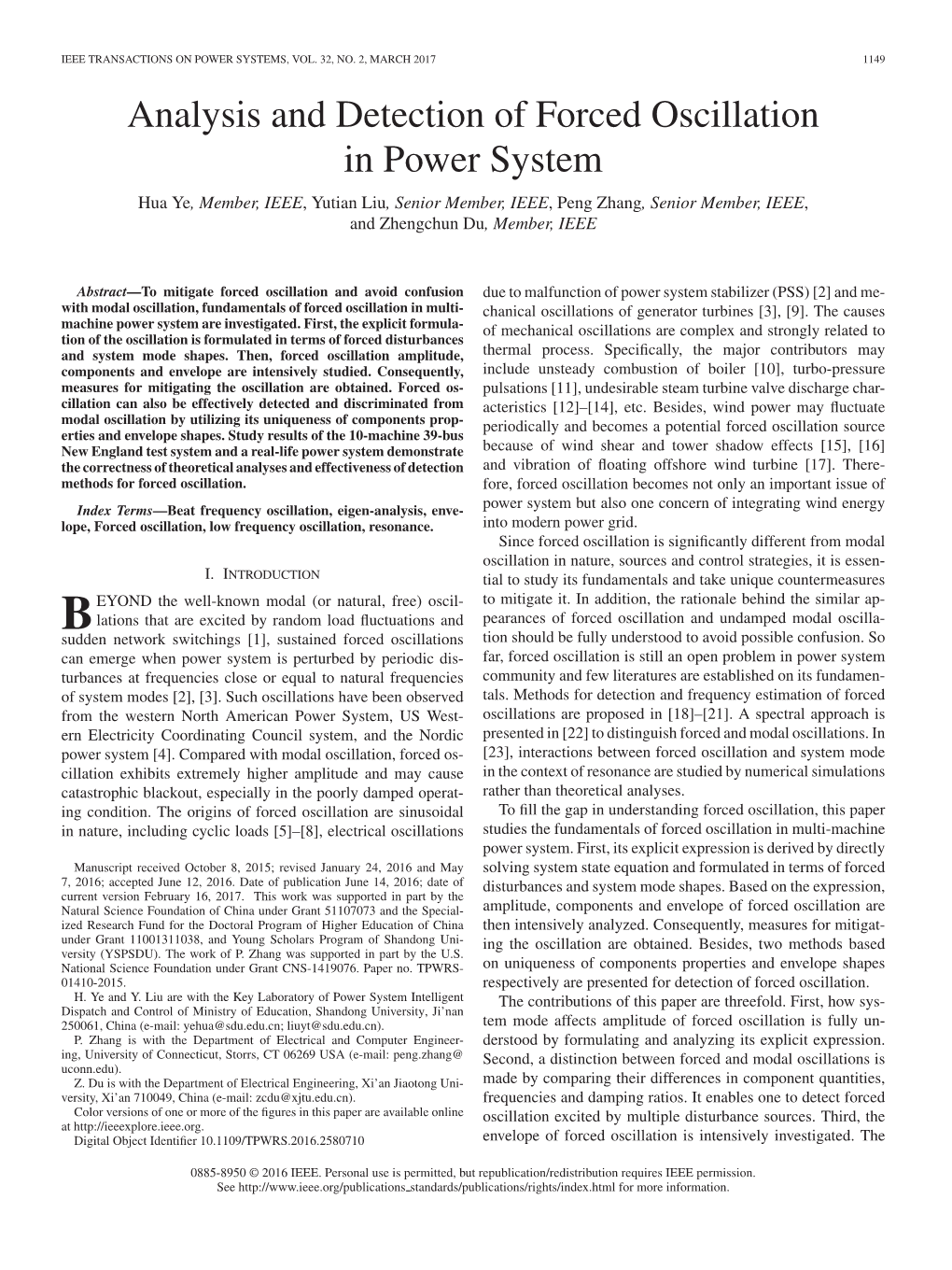 Analysis and Detection of Forced Oscillation in Power System