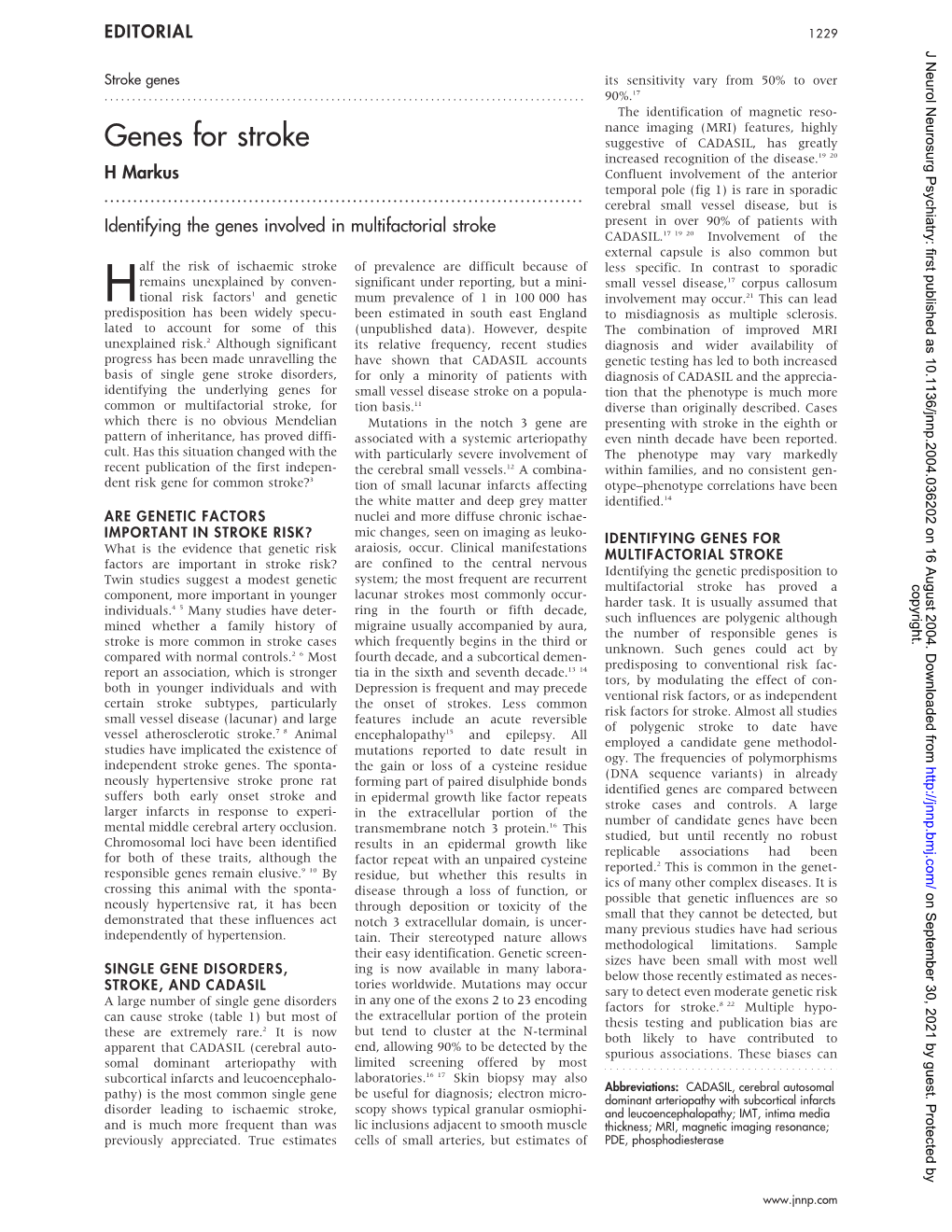 Genes for Stroke