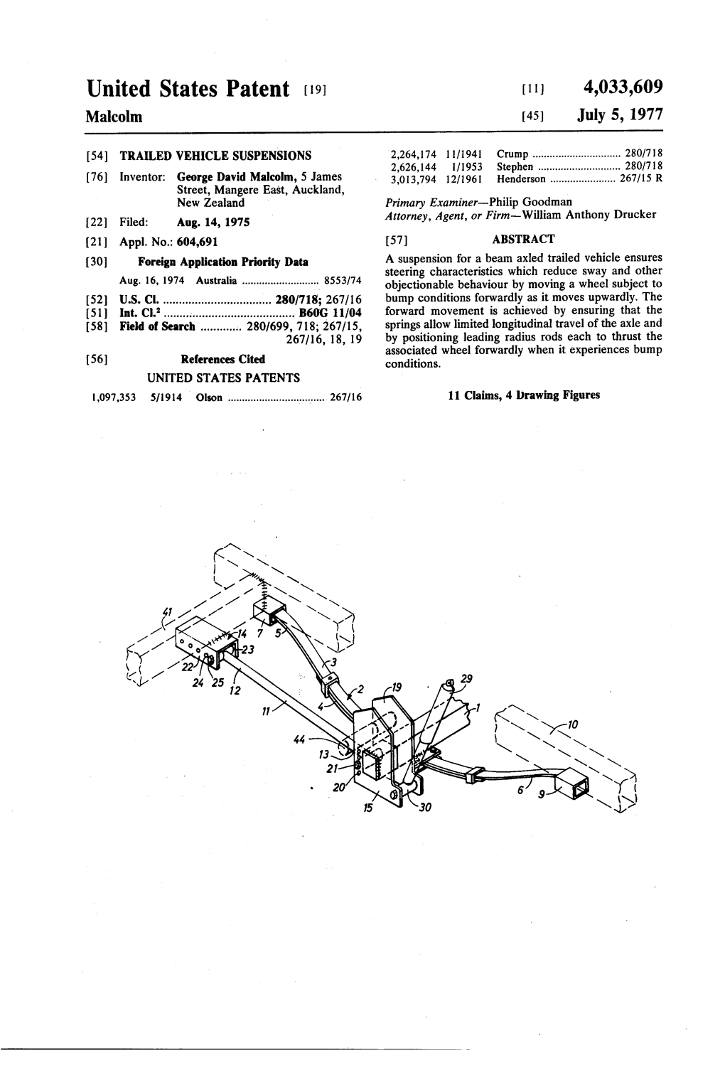 United States Patent (19) (11) 4,033,609 Malcolm (45) July 5, 1977