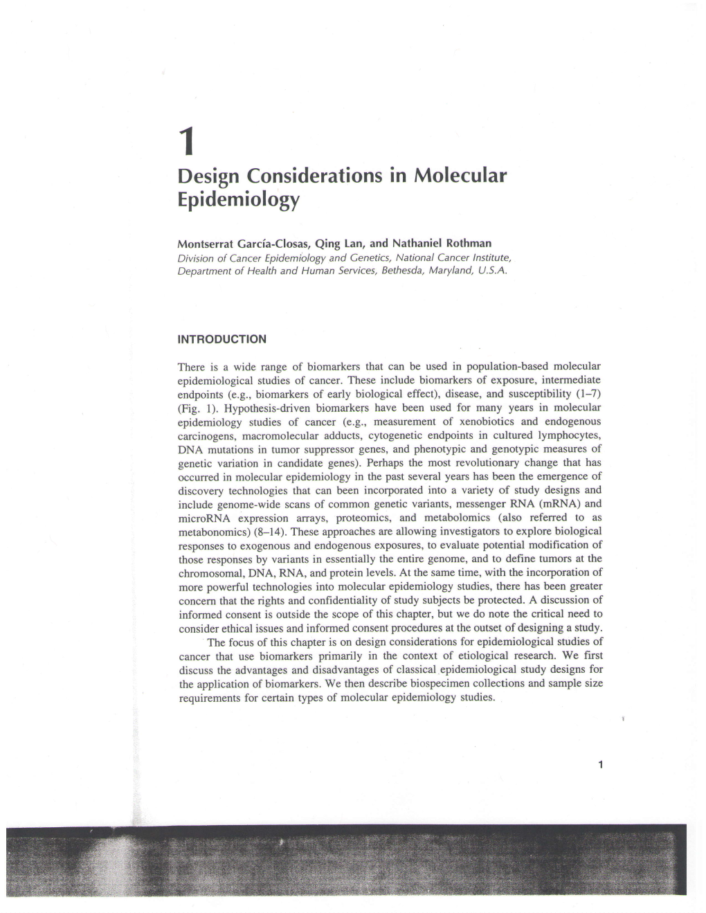 Design Considerations in Molecular Epidemiology