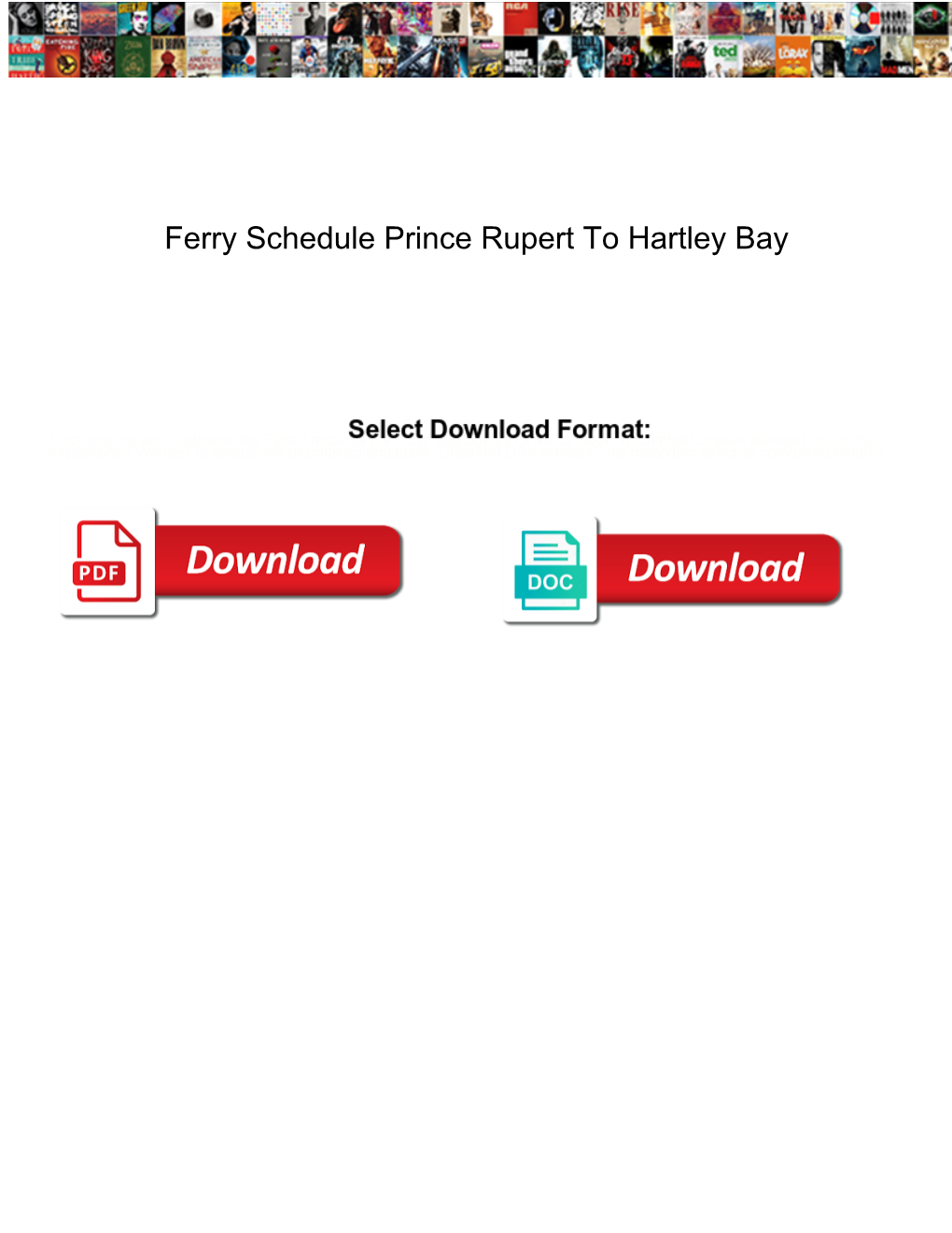 Ferry Schedule Prince Rupert to Hartley Bay