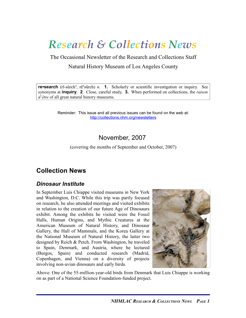 2007-11 R&C Newsletter