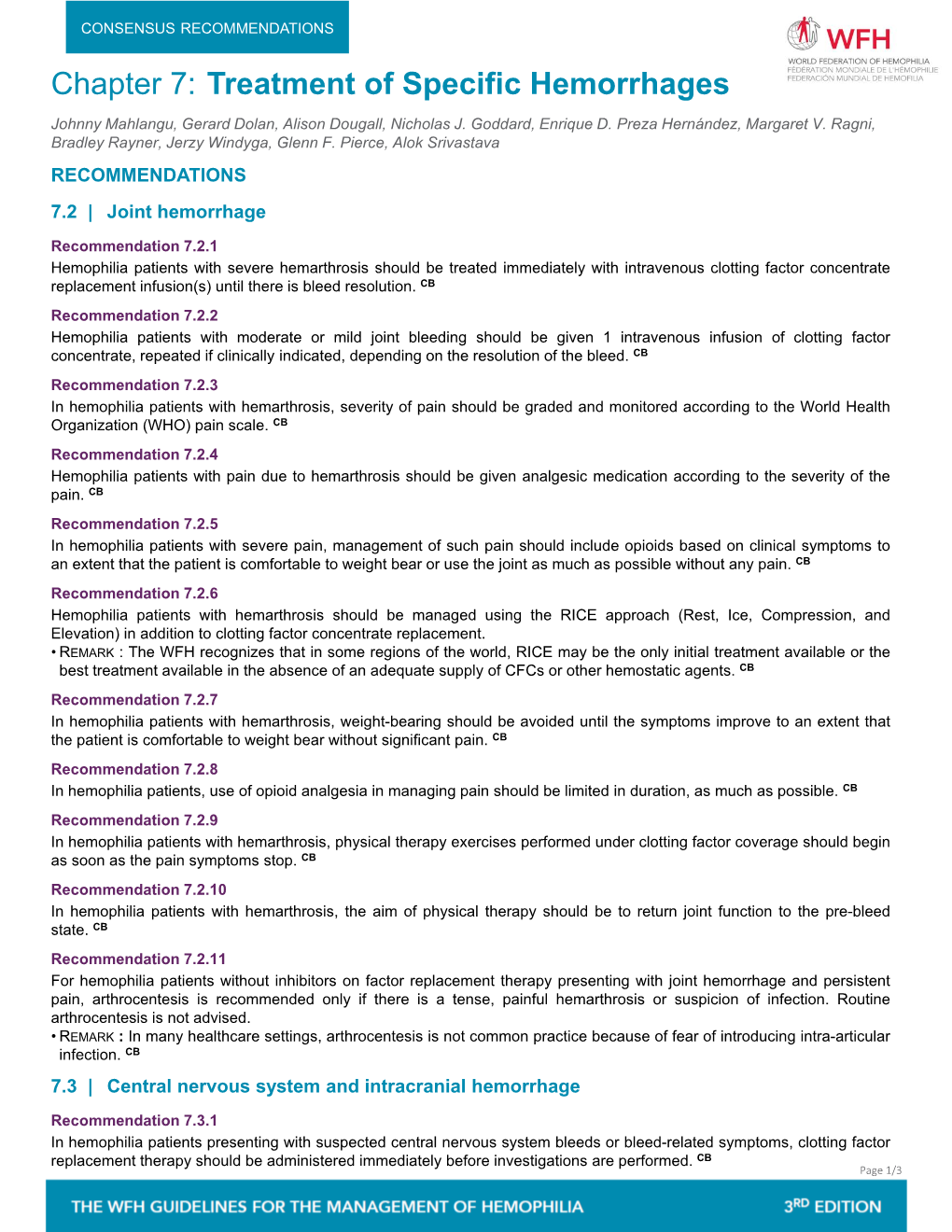 Chapter 7: Treatment of Specific Hemorrhages