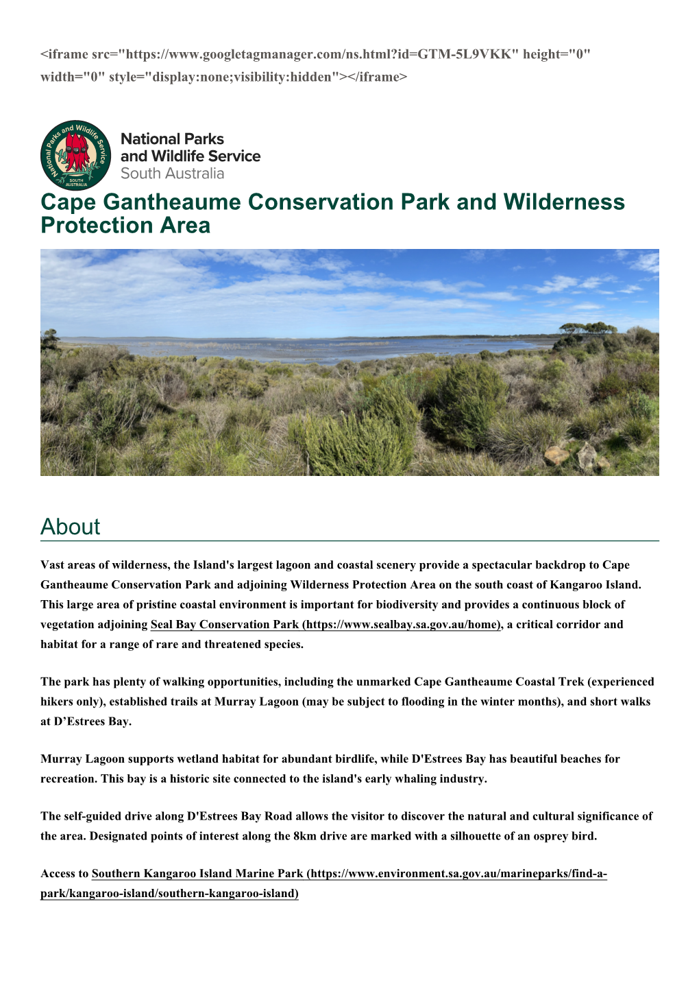 Cape Gantheaume Conservation Park and Wilderness Protection Area