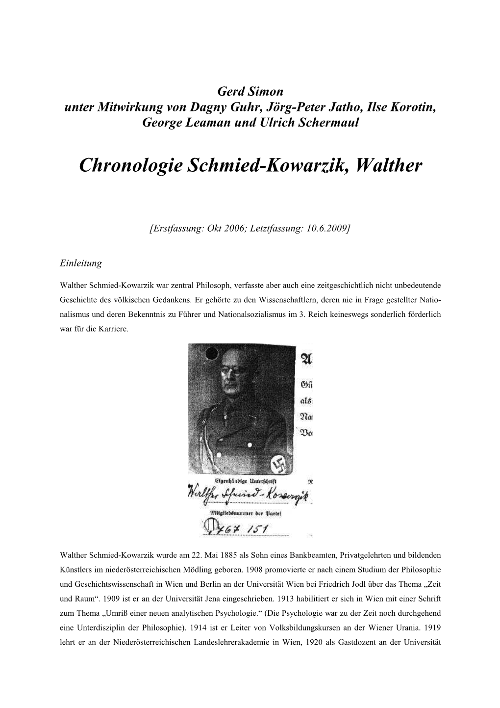 Chronologie Schmied-Kowarzik, Walther (PDF)