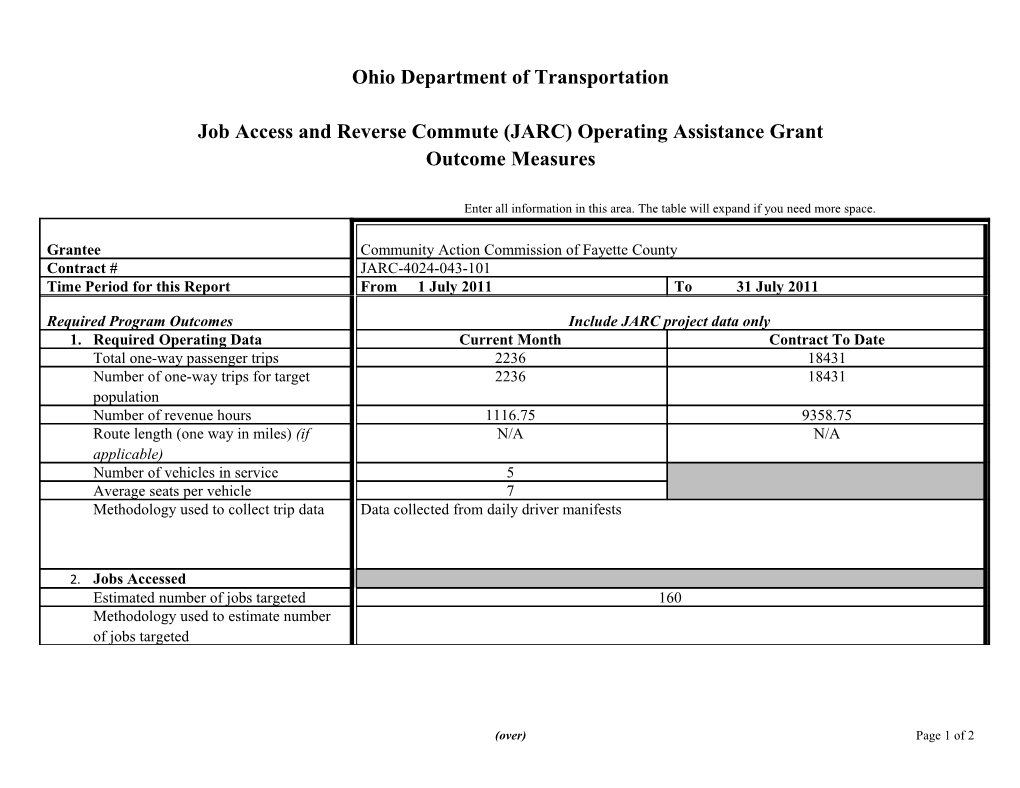 2011 CAC Fayette July JARC Operating Report