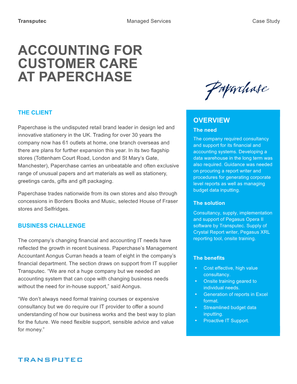 Accounting for Customer Care at Paperchase