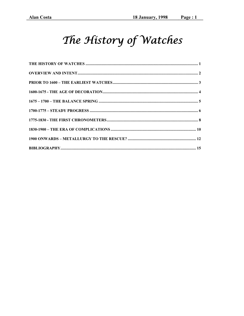 The History of Watches