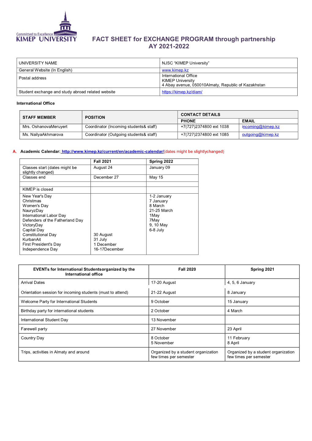 2021-2022 Fact Sheet KIMEP University