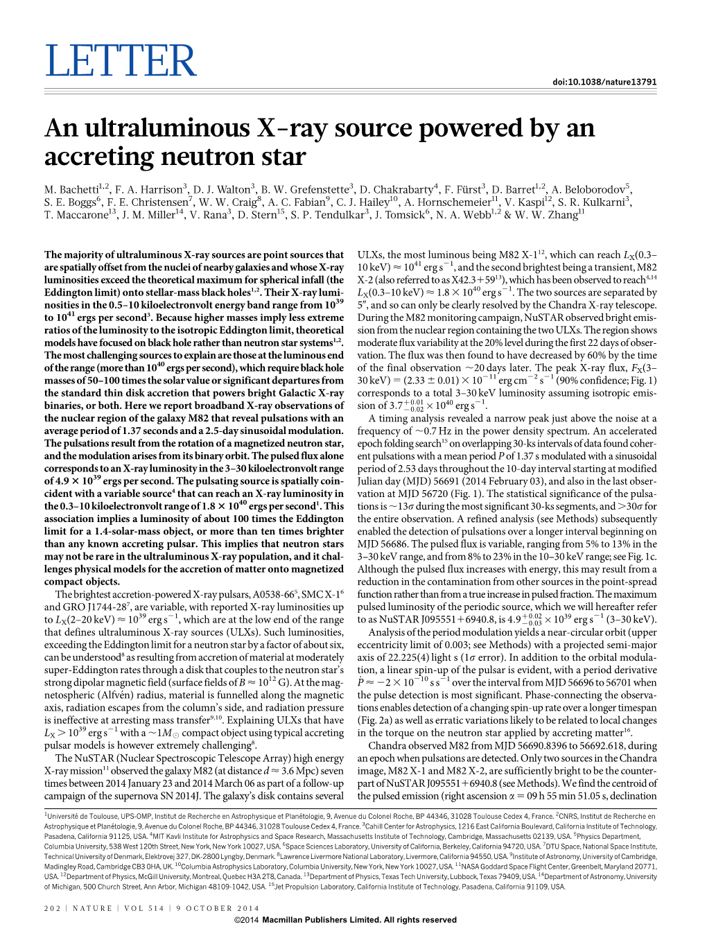 An Ultraluminous X-Ray Source Powered by an Accreting Neutron Star