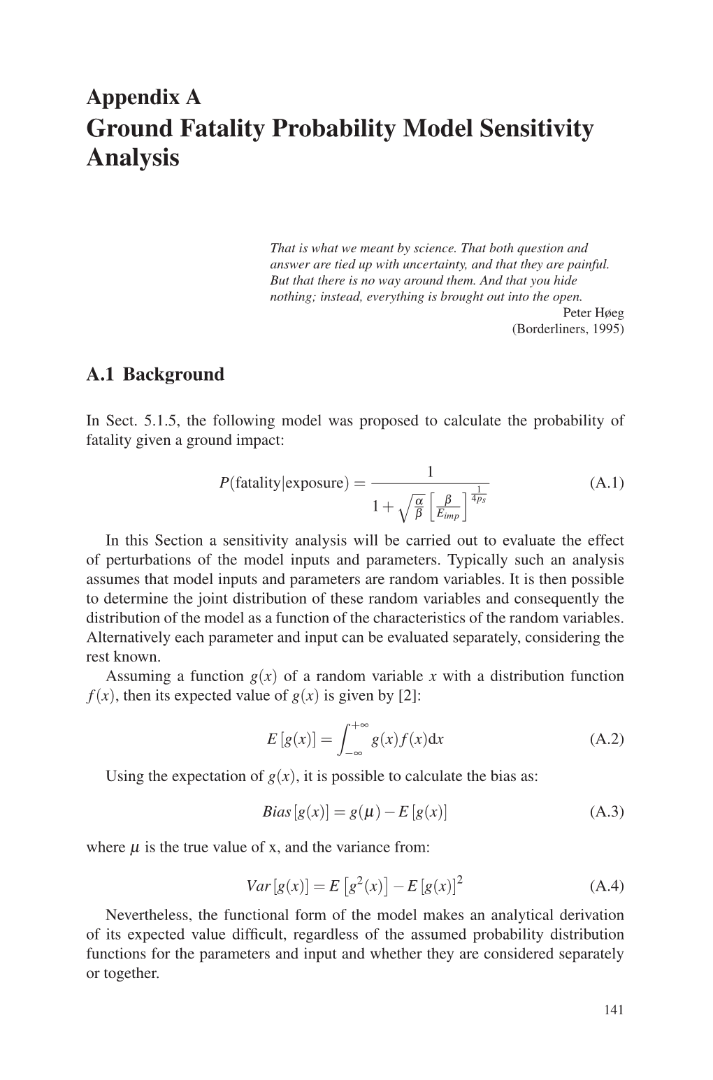 Ground Fatality Probability Model Sensitivity Analysis