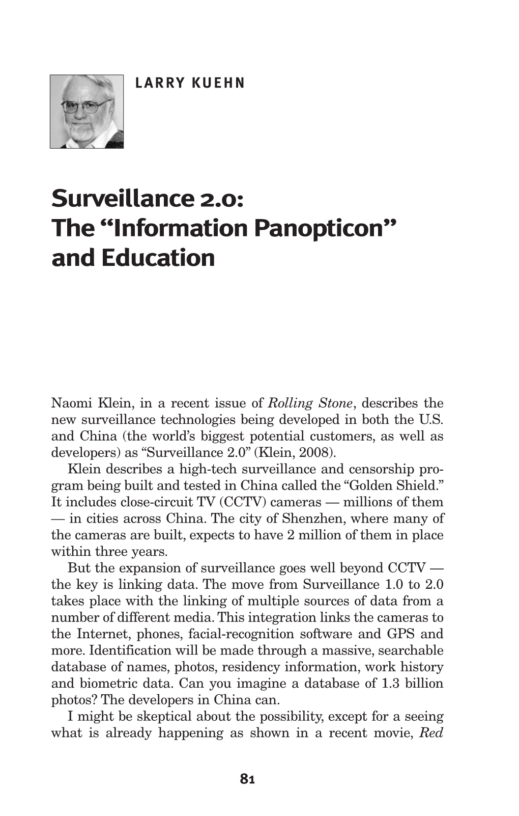 Surveillance 2.0: the “Information Panopticon” and Education