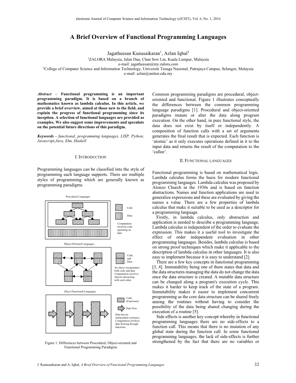 A Brief Overview of Functional Programming Languages