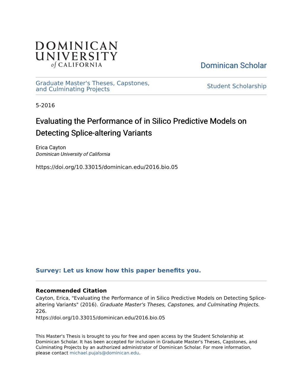 Evaluating the Performance of in Silico Predictive Models on Detecting Splice-Altering Variants