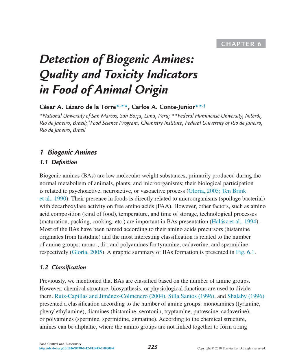 CHAPTER 6 Detection of Biogenic Amines: Quality and Toxicity Indicators in Food of Animal Origin