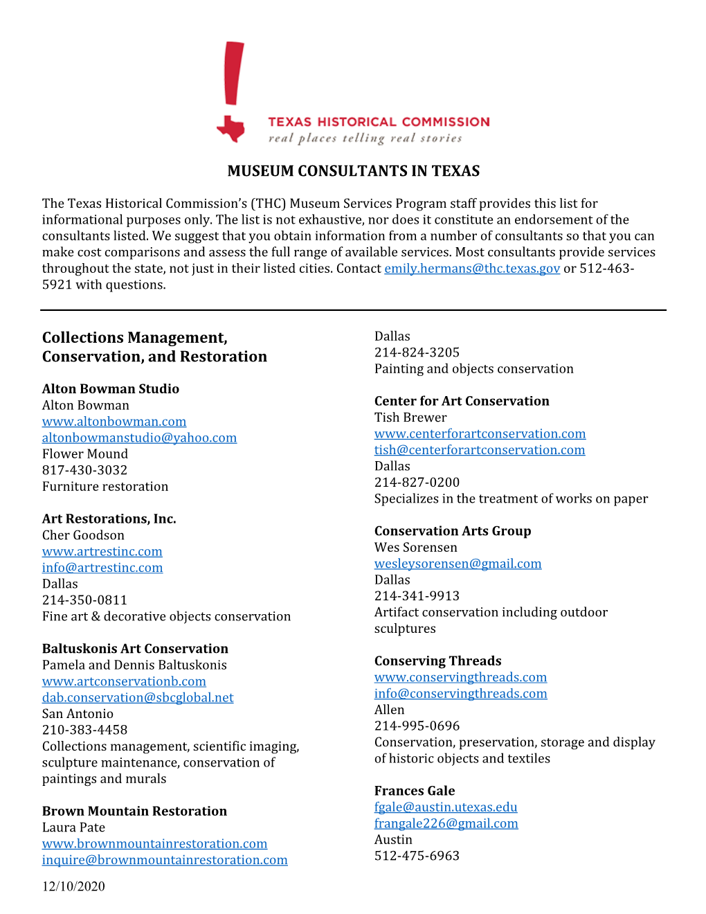 Museum Consultants in Texas