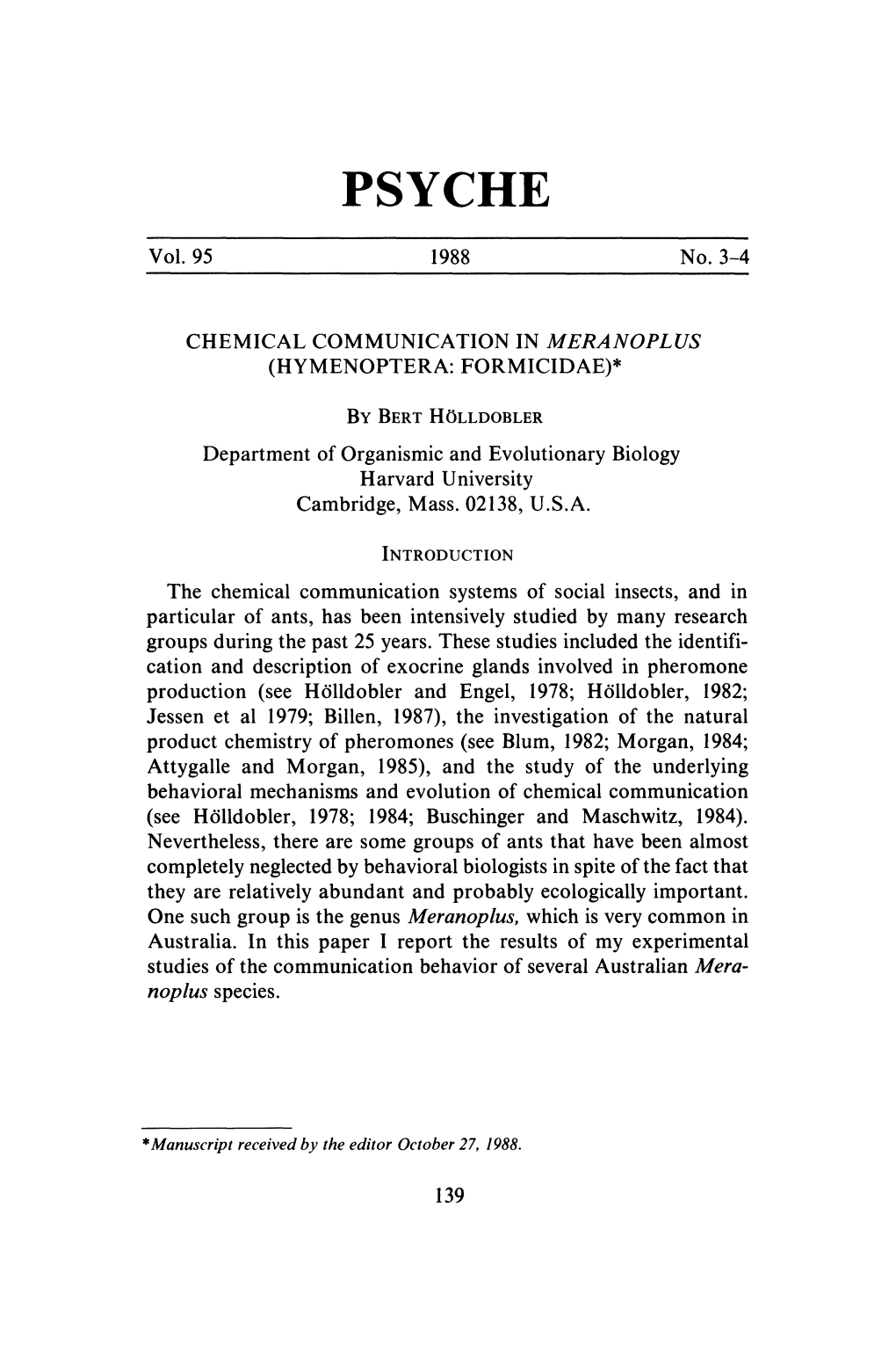 Chemical Communication in Meranoplus (Hymenoptera