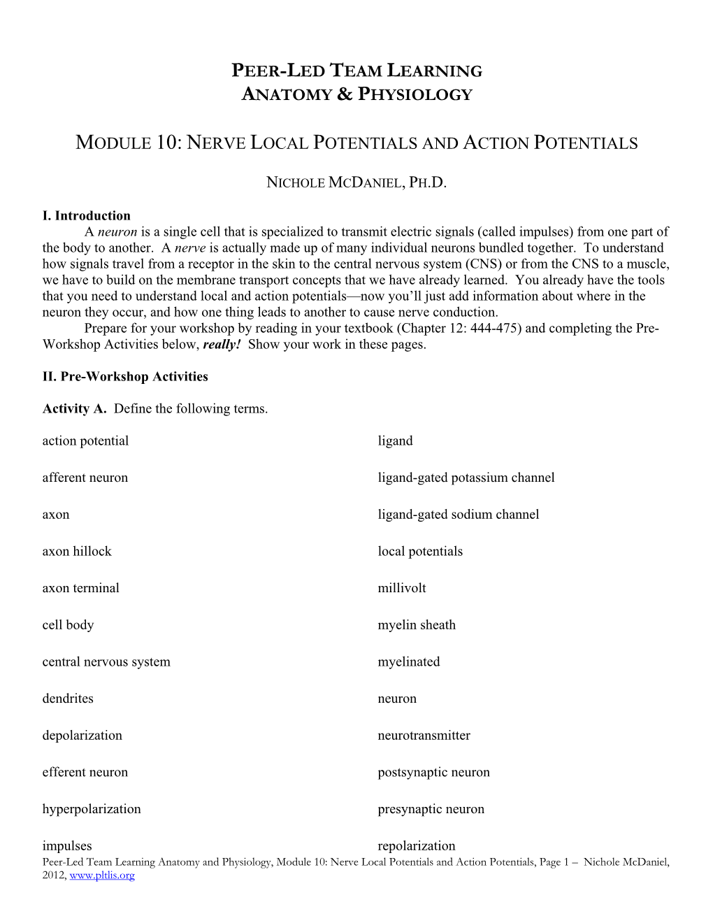 Module 10: Nerve Local Potentials and Action Potentials