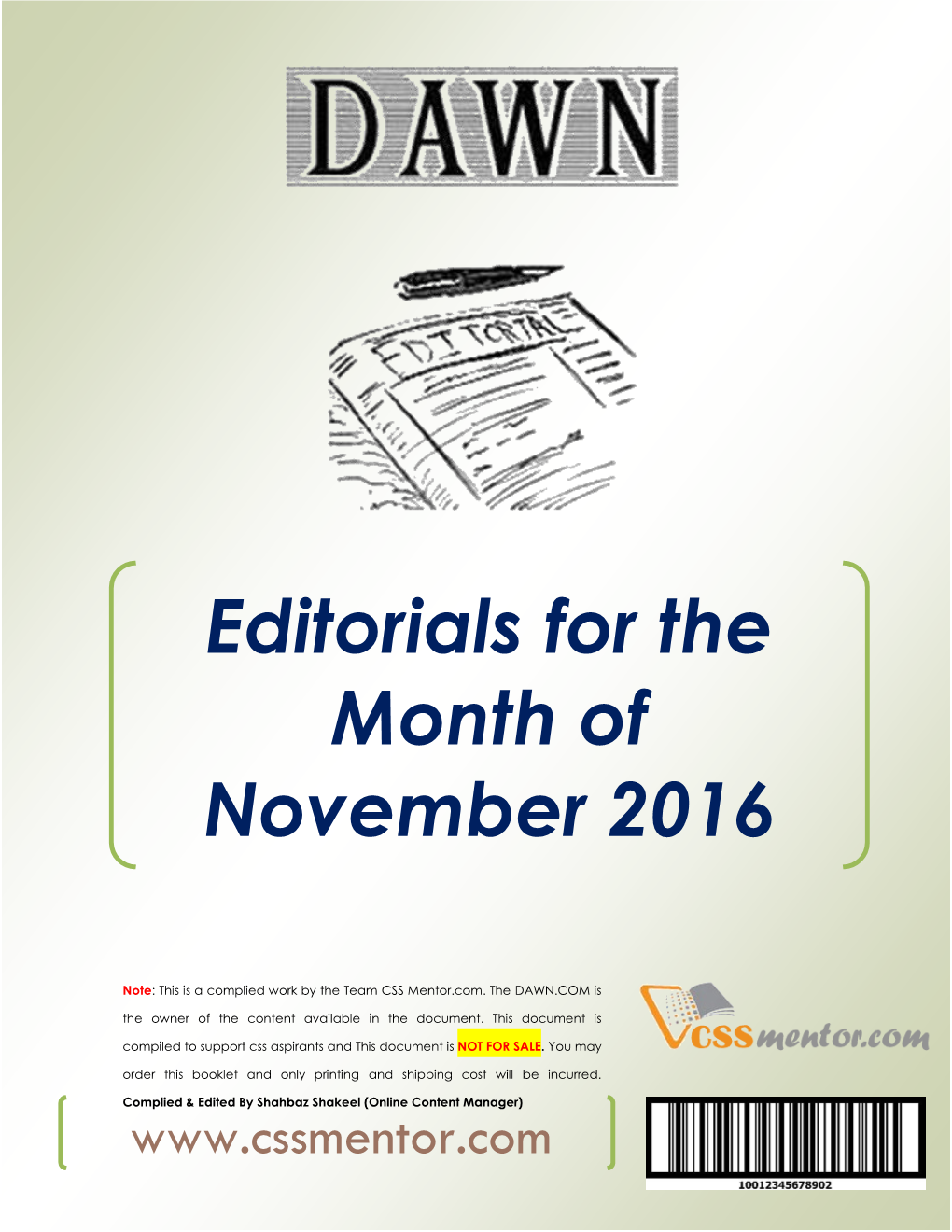 Editorials for the Month of November 2016