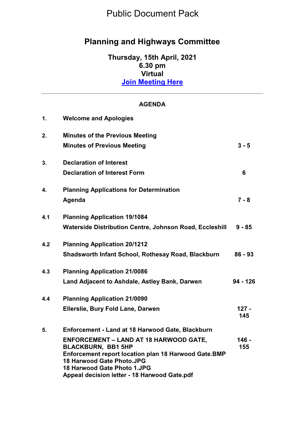 (Public Pack)Agenda Document for Planning and Highways Committee, 15/04/2021 18:30