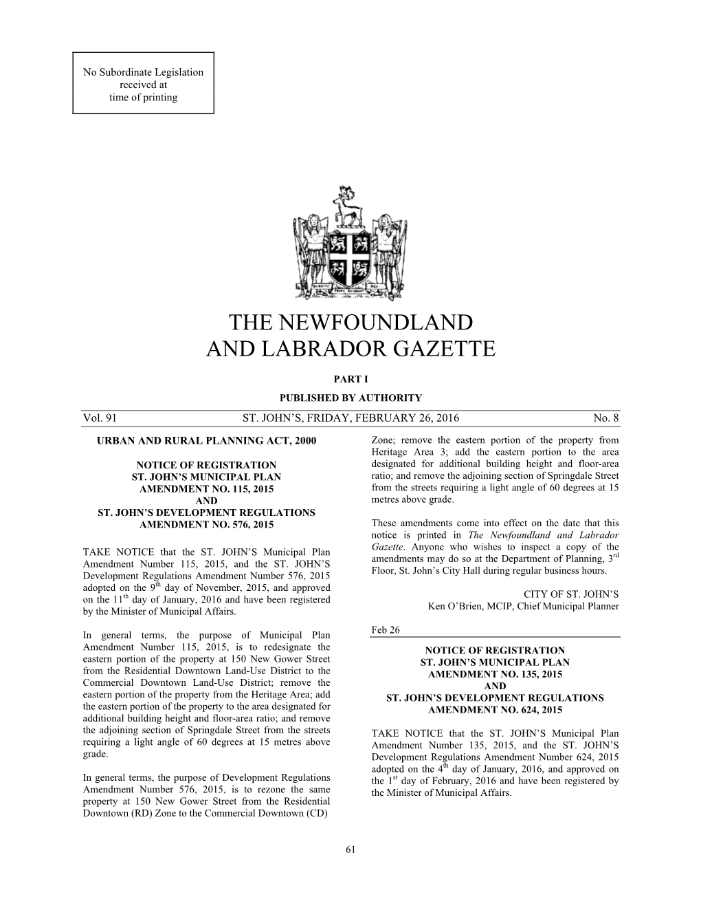 The Newfoundland and Labrador Gazette