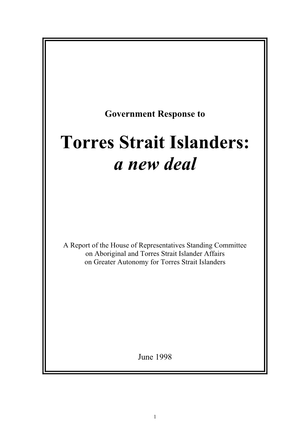 Torres Strait Islanders: a New Deal