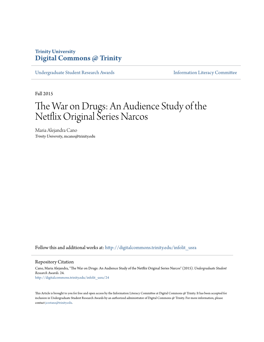 The War on Drugs: an Audience Study of the Netflix Original Series Narcos