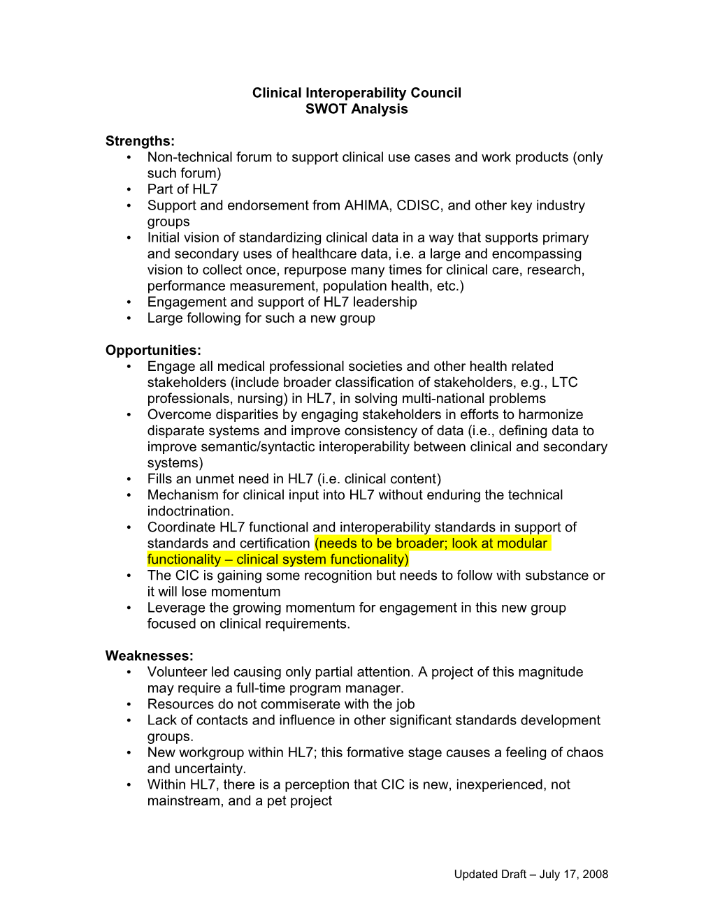 Clinical Interoperability Council