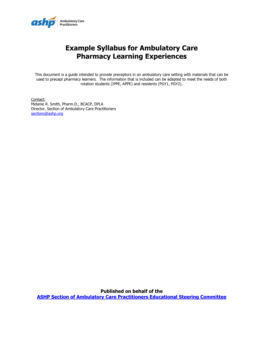 Ambulatory Care Rotation Guide