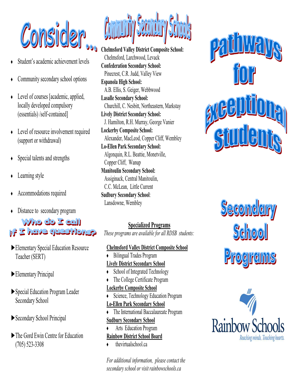 Secondary School Programs