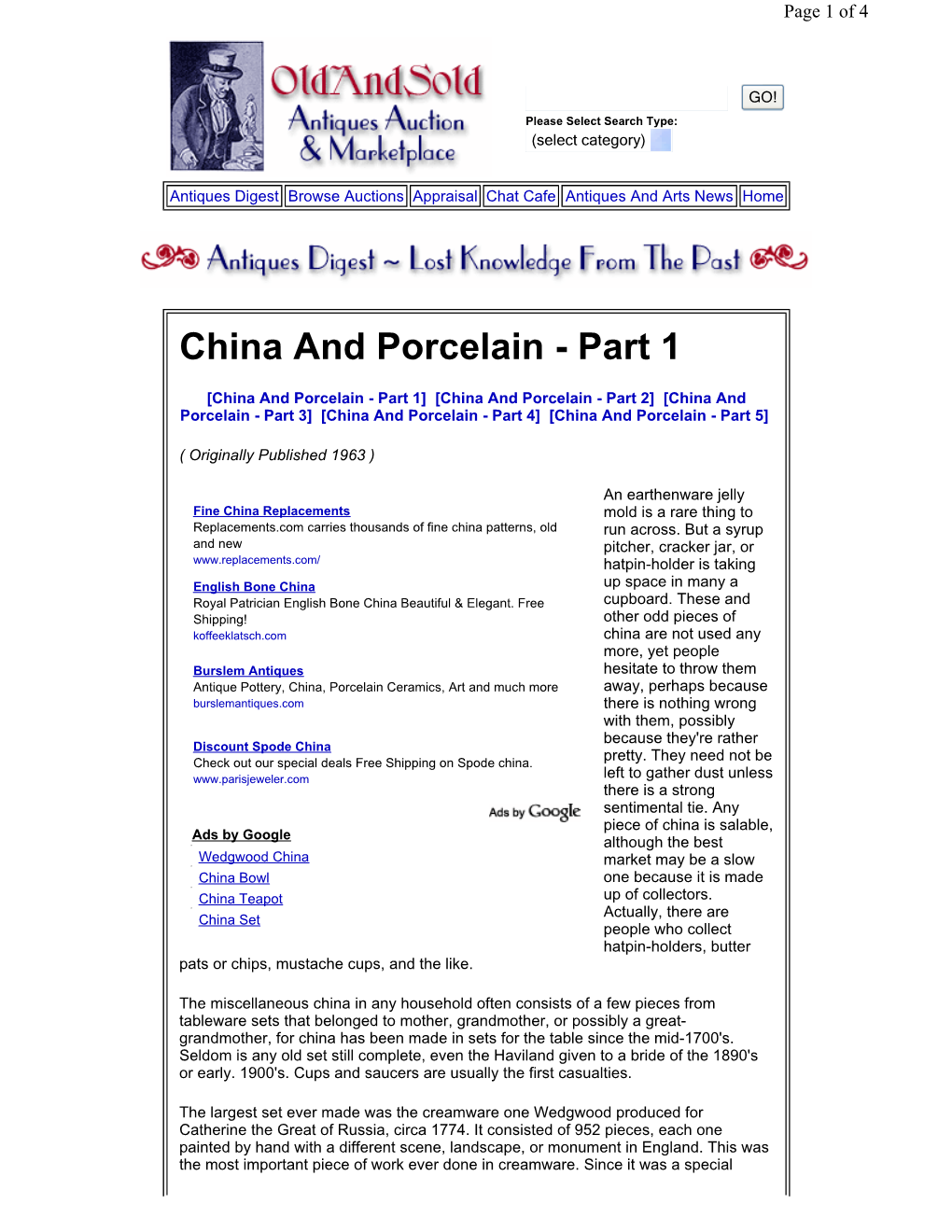China and Porcelain - Part 1