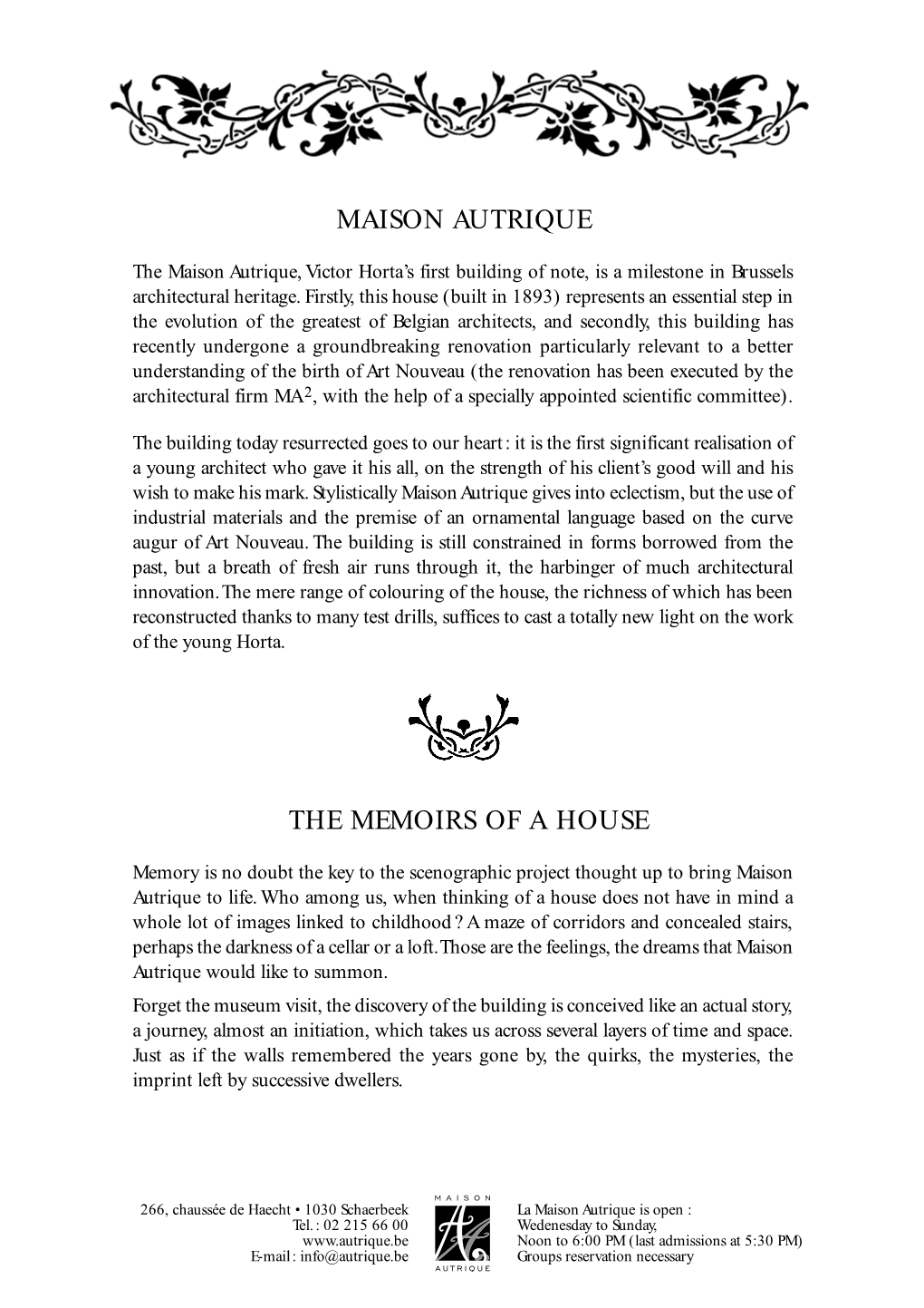 Maison Autrique the Memoirs of a House