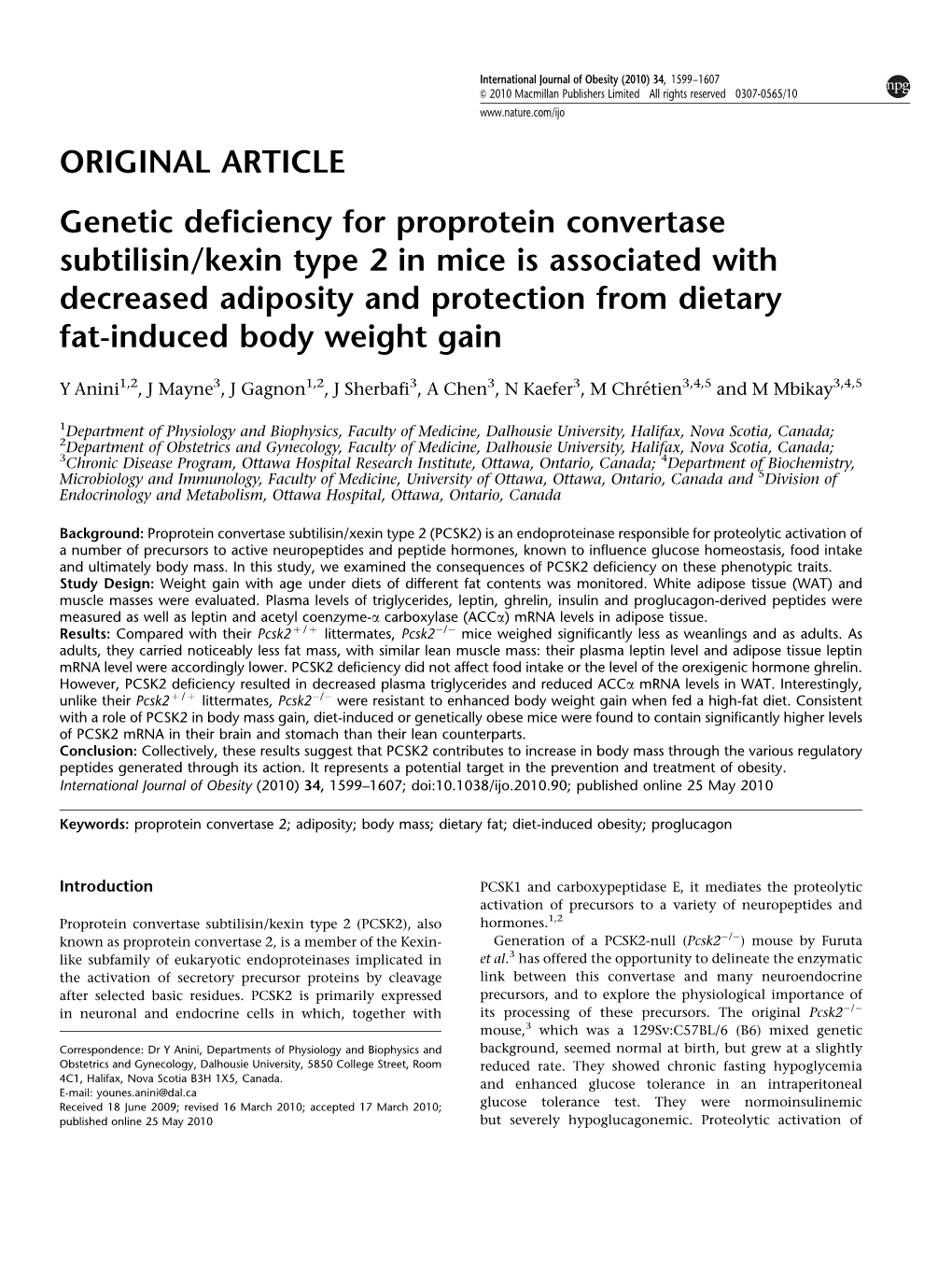 Genetic Deficiency for Proprotein Convertase Subtilisin&Sol