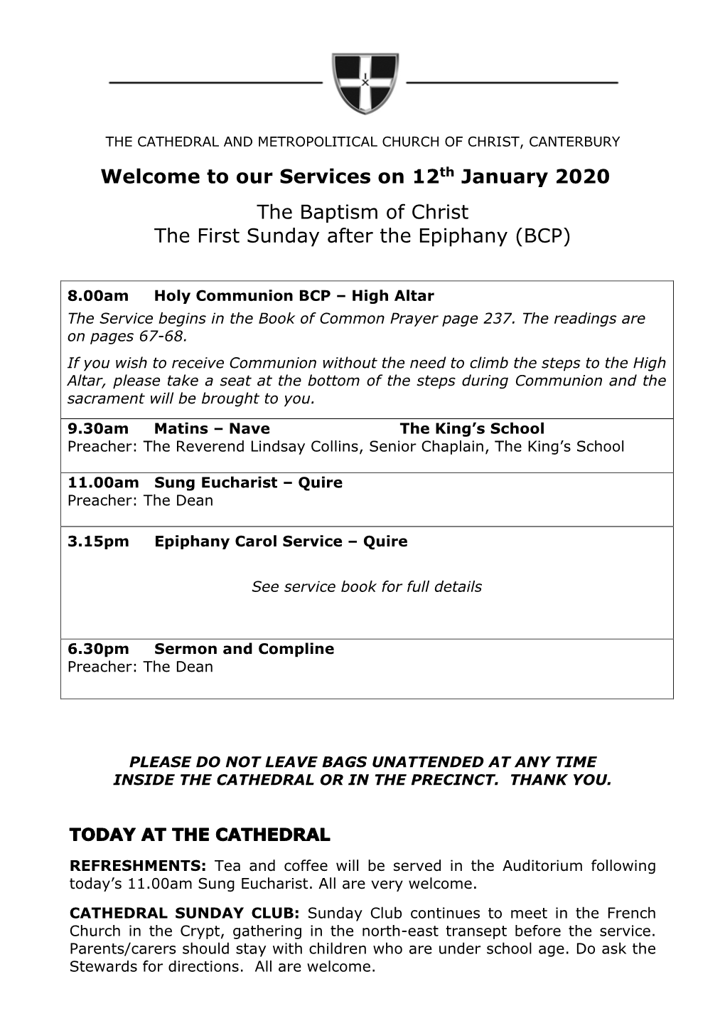 Our Services on 12Th January 2020 The