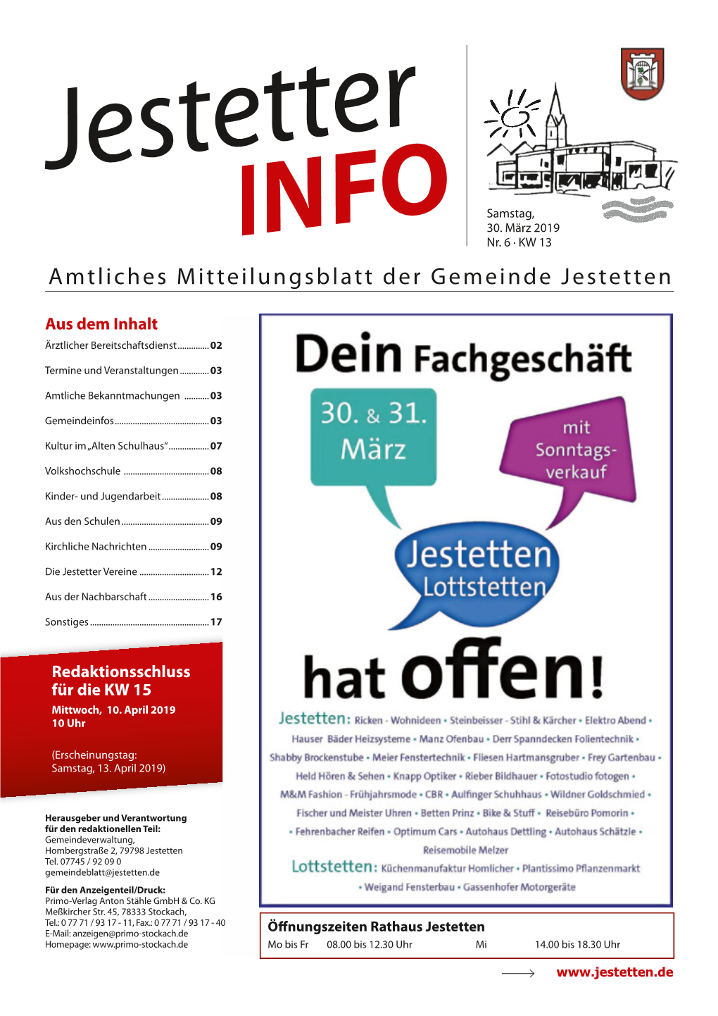 Amtliches Mitteilungsblatt Der Gemeinde Jestetten