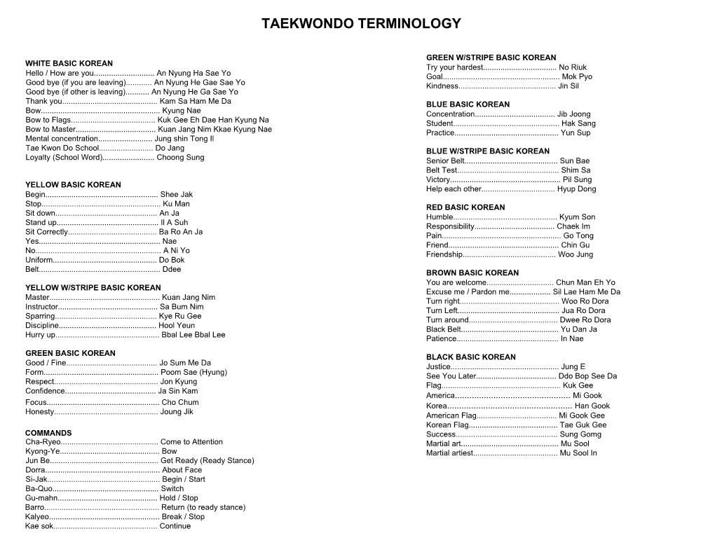 Korean Terminology