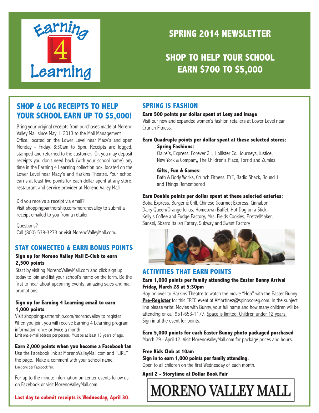 Spring 2014 Newsletter Shop to Help Your School