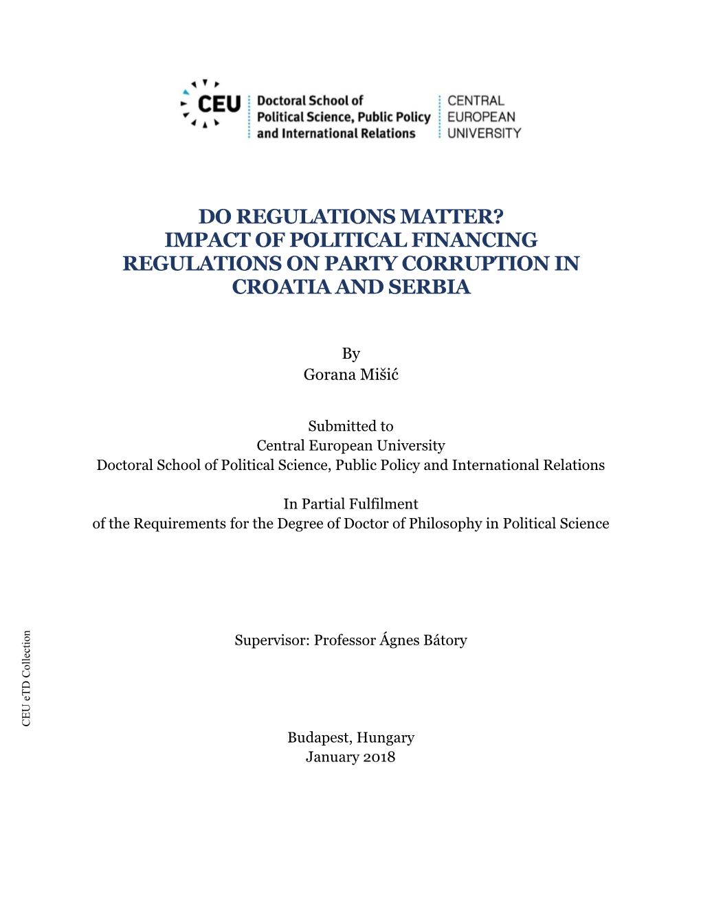 Impact of Political Financing Regulations on Party Corruption in Croatia and Serbia